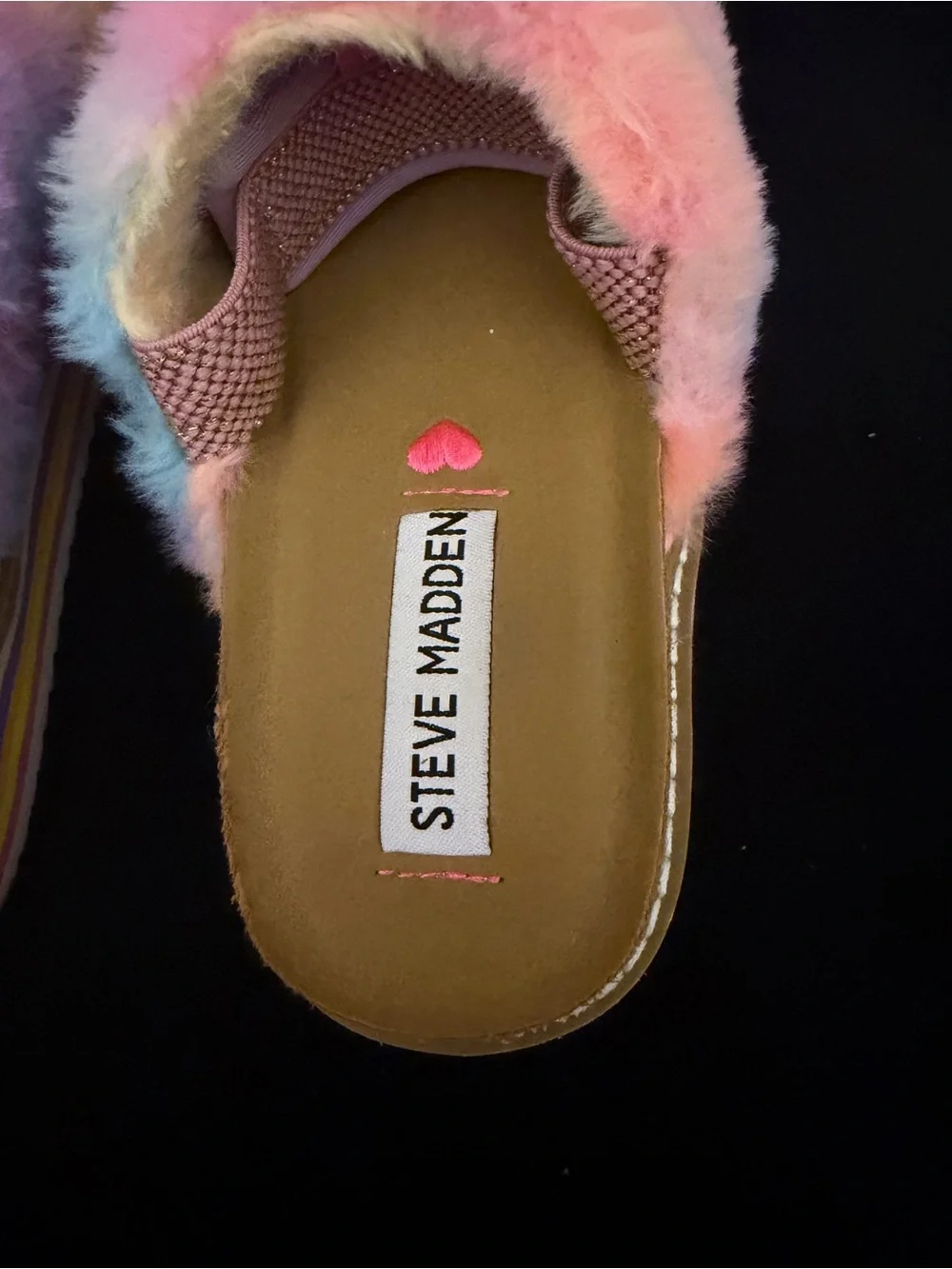 Steve Madden Kids Rainbow Faux Fur Slip-Ons - Pink Yellow Purple